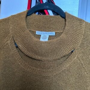 Urban Outfitters Crew Neck Sweater, neckline cutout, size Large, Golden Brown